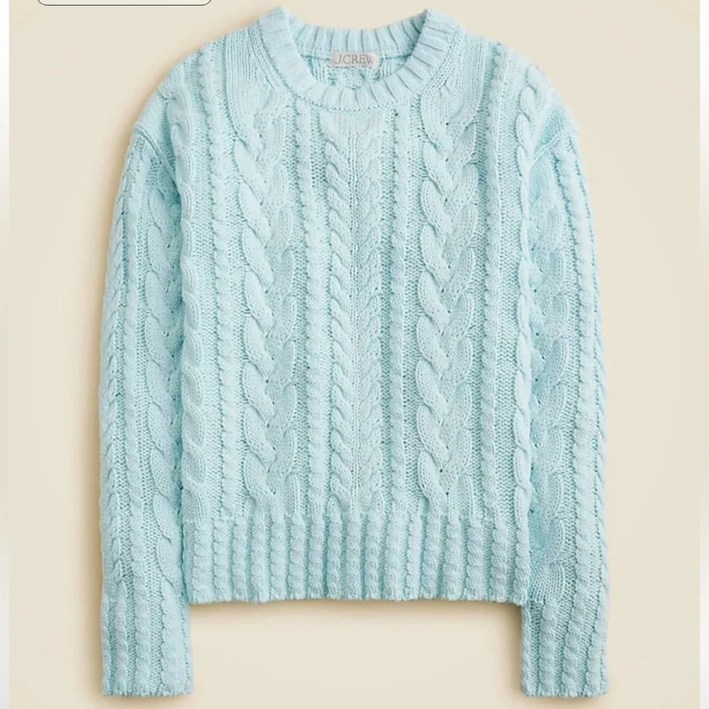 J crew midday skies blue Cable-knit crewneck sweater